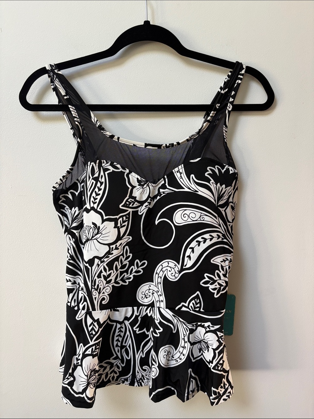 Caribbean Joe RISQUÉ Sweetheart Mesh Peplum Tankini Top,Size 10,NWT
